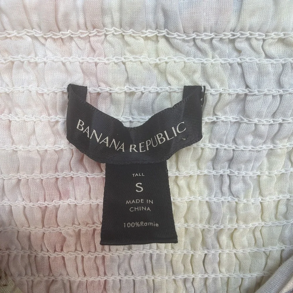 Banana Republic Floral Smocked Peasant‎ Top Women's Small Tall Boho Romantic